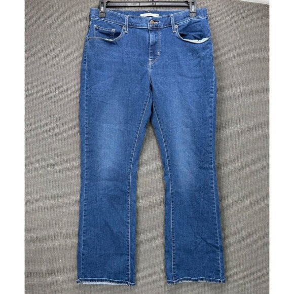 Levis Womens W32 L32 Blue Curvy Bootcut Mid-Rise Denim Jeans Stretch - Picture 1 of 13